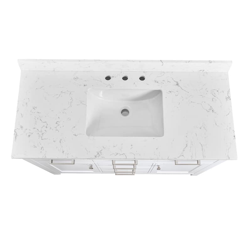 PROOX Freestanding Bathroom Vanity Engineer Stone with Ceramic Rectangular Sink
