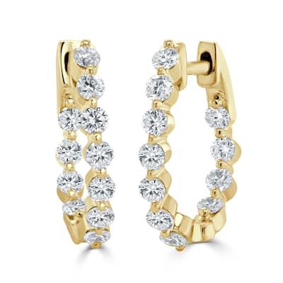 Joelle Collection Diamond Hoop Earrings 14K Gold