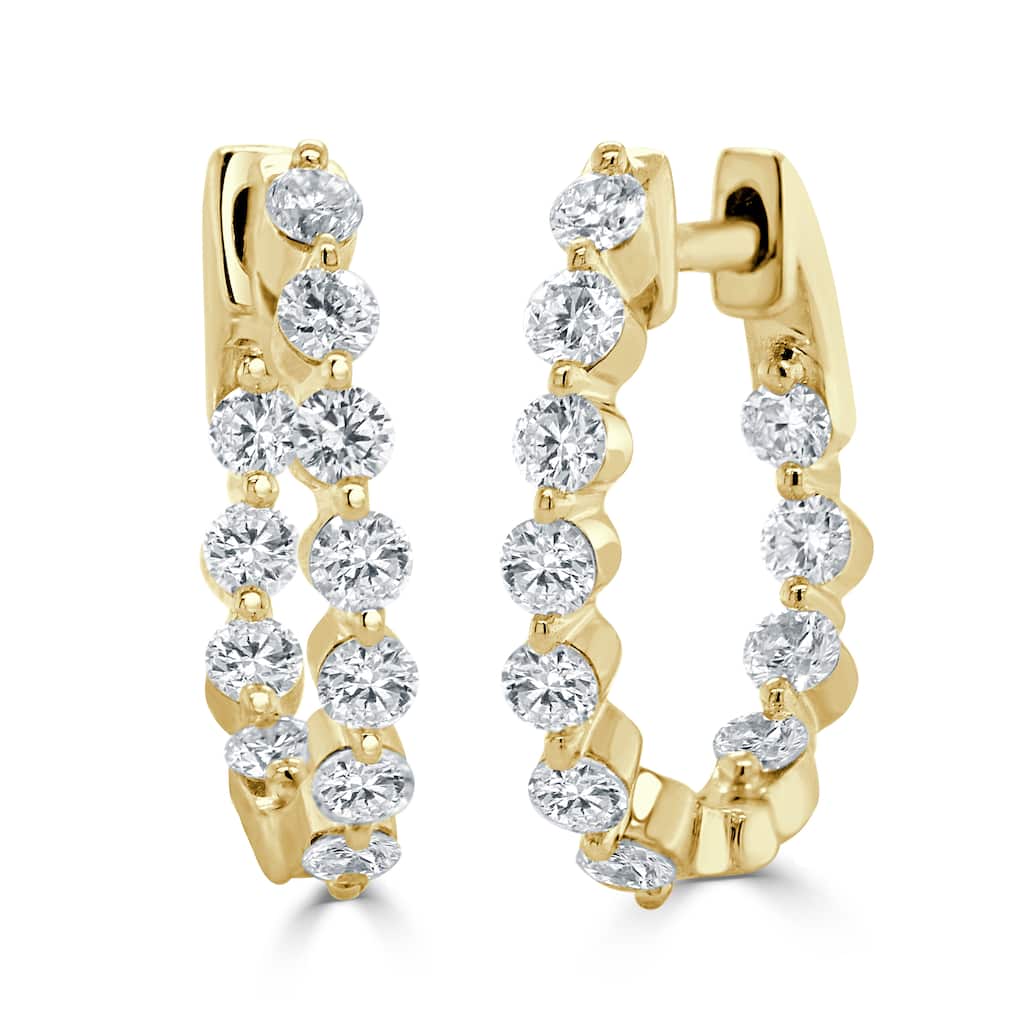Joelle Collection Diamond Hoop Earrings 14K Gold