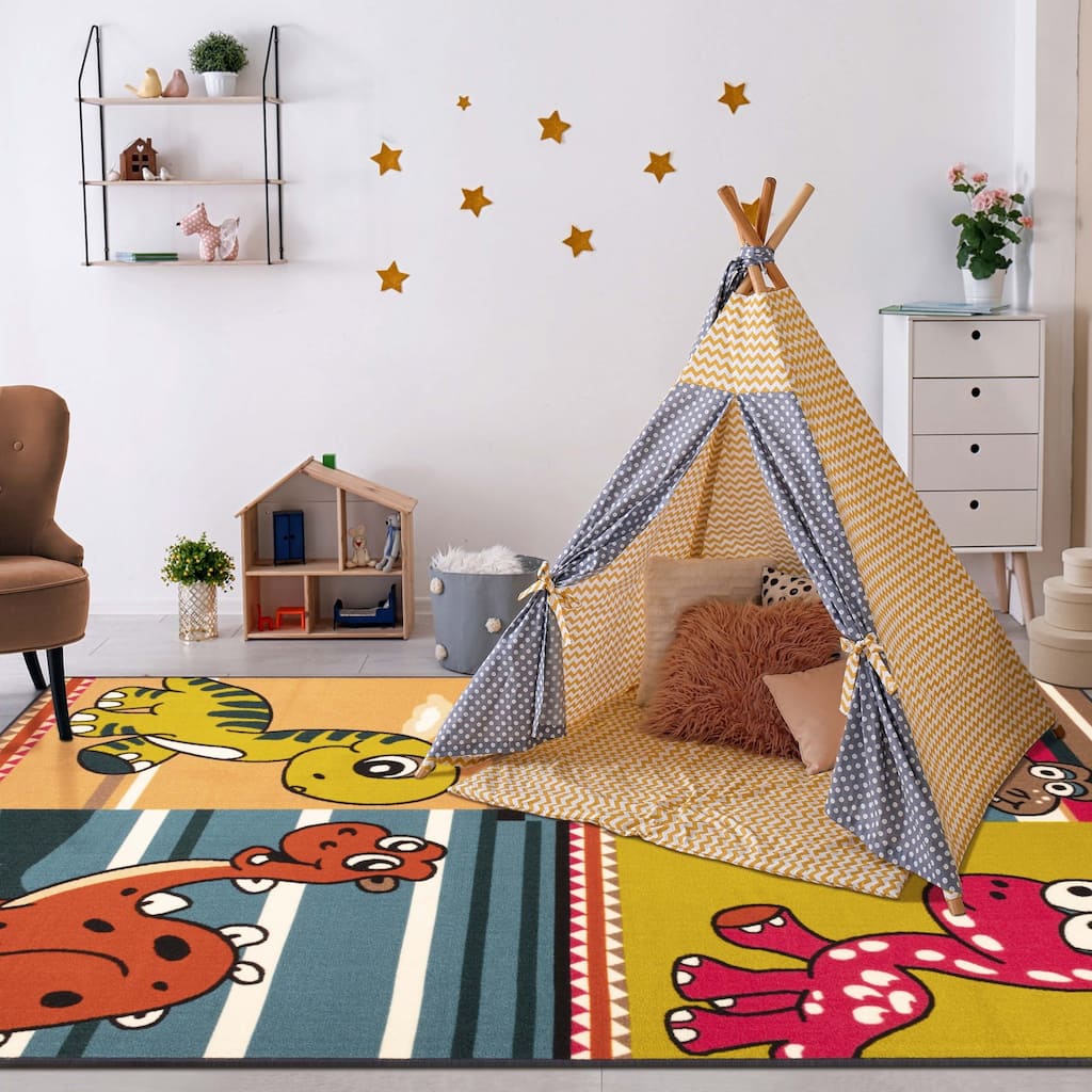 Superior Dinoventure Non-Slip Kids Room Washable Indoor Area Rug