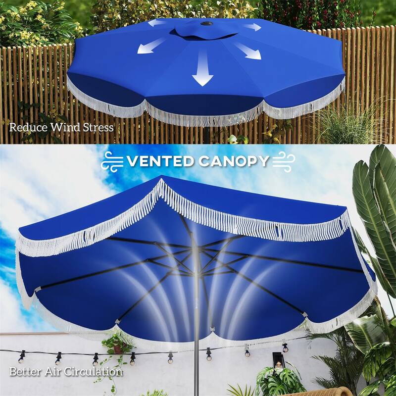 8.8 ft Patio Umbrella UPF 30+ Shade with Easy Crank Operation for Table or Standalone Use - 8.8'Dia x 7.8' H