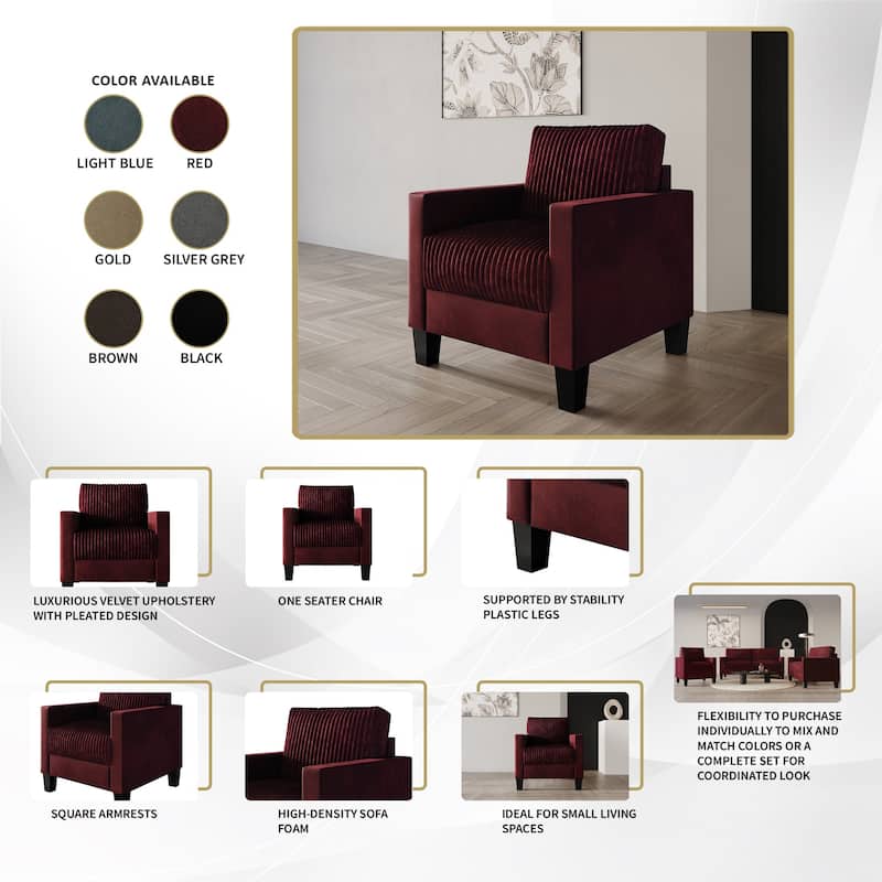 CraftPorch Corduroy Mid-Century Modern Velvet Upholstered Arm Chair