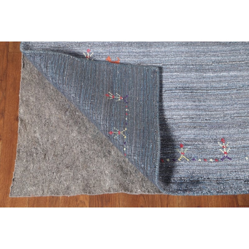Blue & Gray Gabbeh Oriental Area Rug Handmade Wool Carpet - 6'7" x 9'7"
