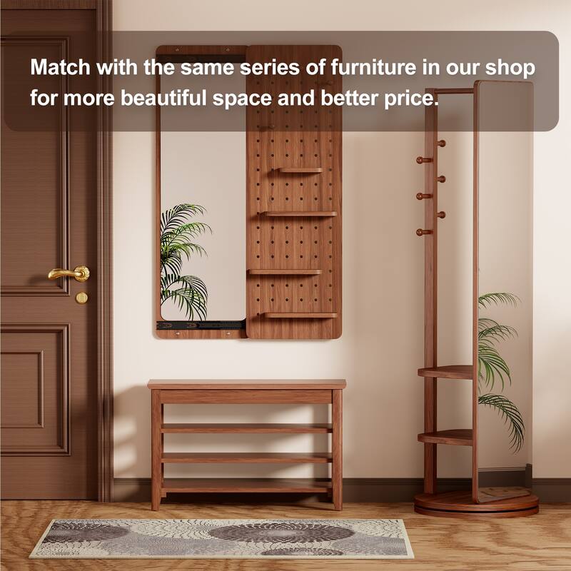 100% Solid Wood Front Door Shoe Rack, Wardrobe Solid Wood Shoe Bench, Load-Bearing 550 Pounds