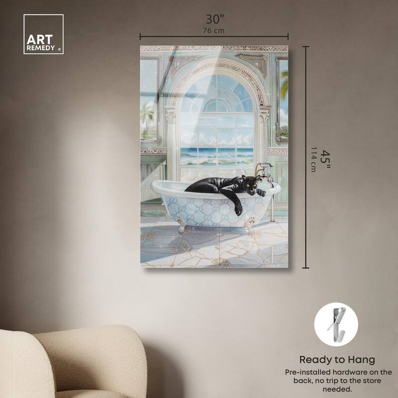 Panther Arch Bathroom Glam Acrylic by Art Remedy, Ready to Hang