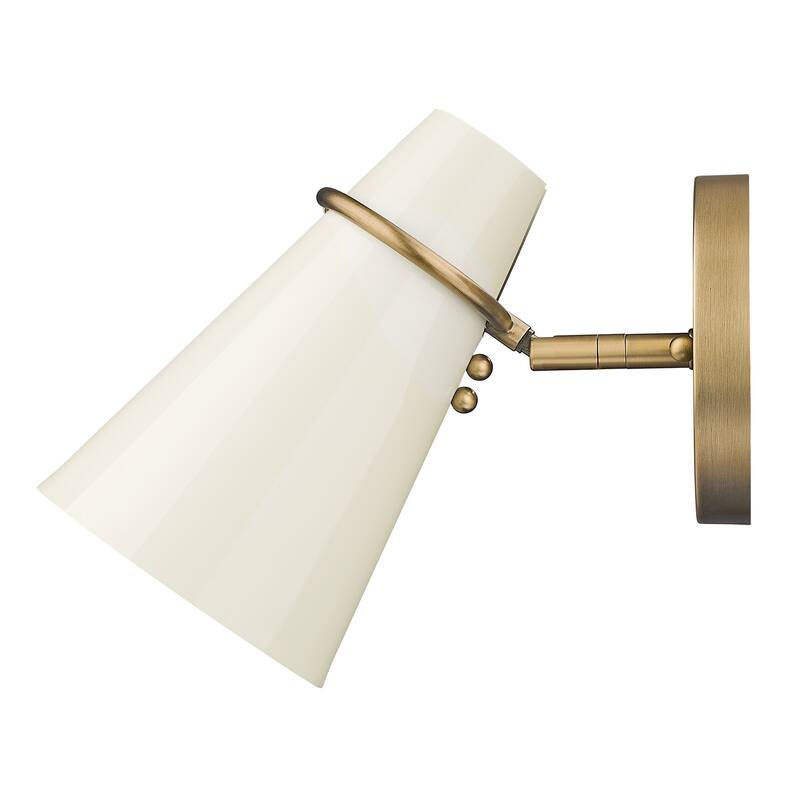 Golden Lighting Reeva 1-light Wall Sconce in Modern Brass and Glossy Ecru shade