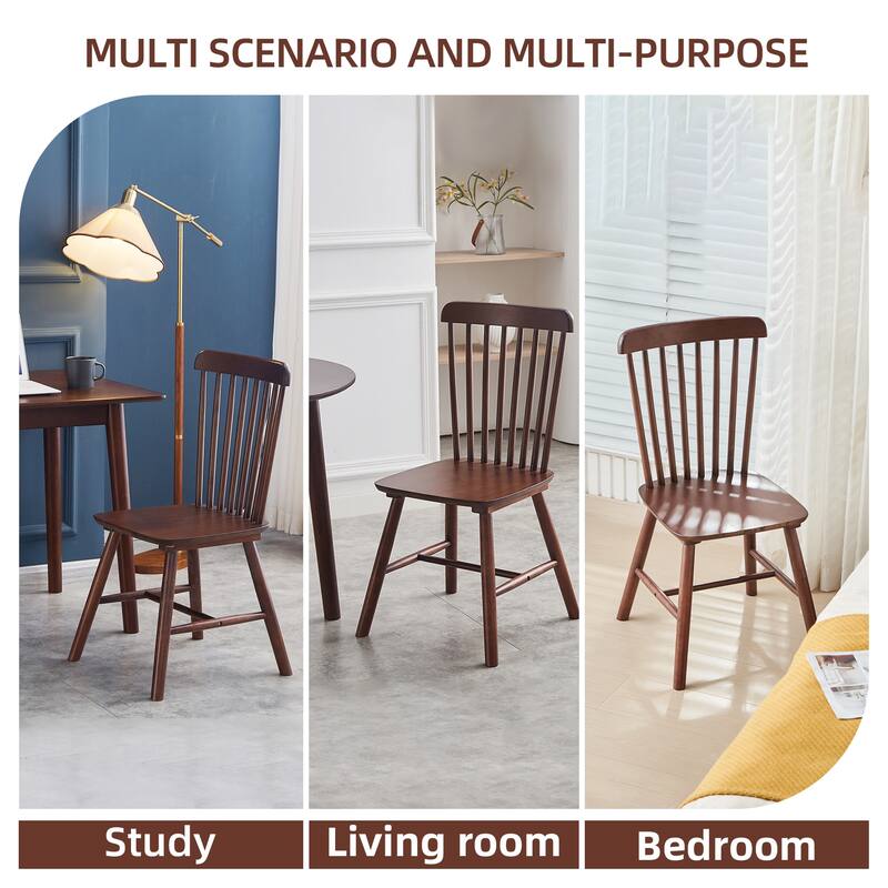 Modern Solid Wood Dining Chairs with Curved Backrests (Set of 4)