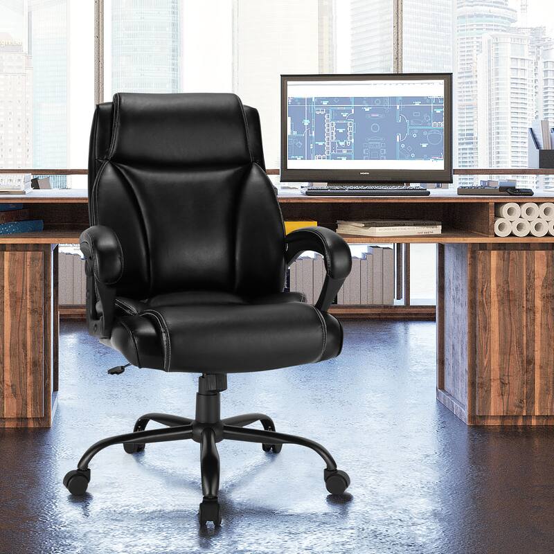 Costway 400 LBS Big & Tall Leather Office Chair Adjustable High Back - See Details