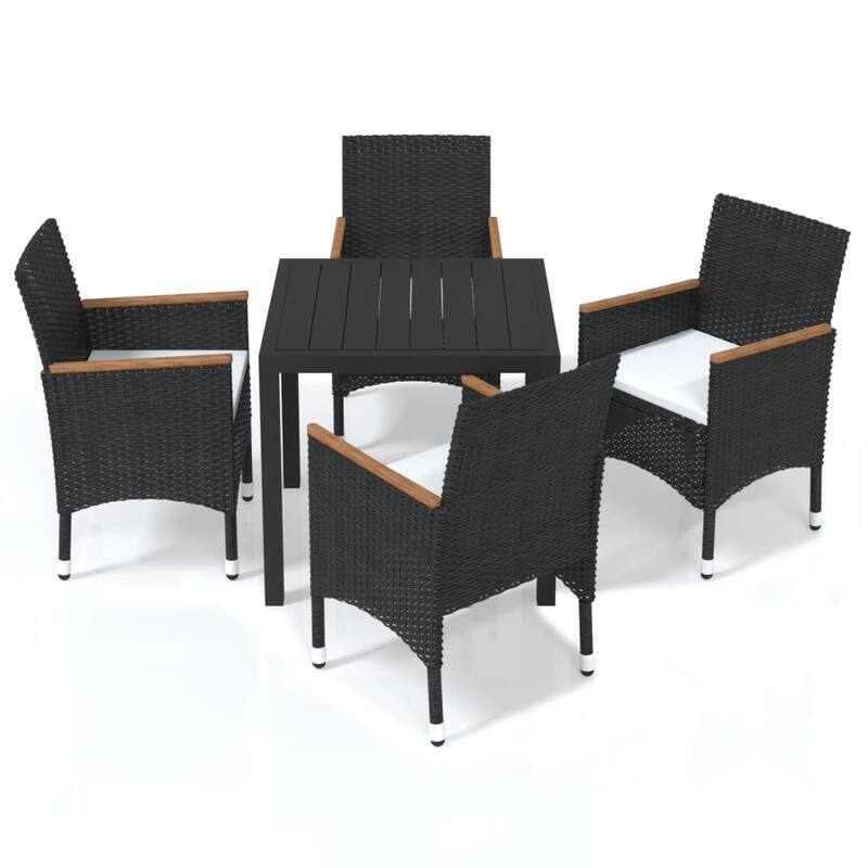 vidaXL Patio Dining Set with Cushions Poly Rattan