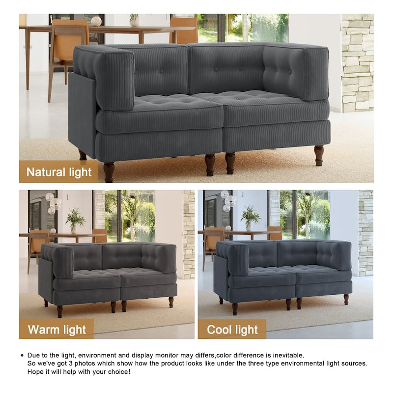Oversized Sofa Corduroy Tufted Modular Sectional Set