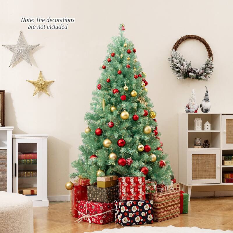 Gymax 6 FT Pre-Lit Tinsel Christmas Tree Artificial Xmas Tree w/ Lush