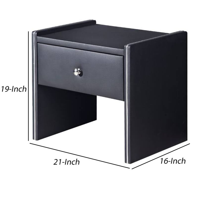 Black 1 Drawer 21 in. W Nightstand with Sturdy Hardware and Ample Storage