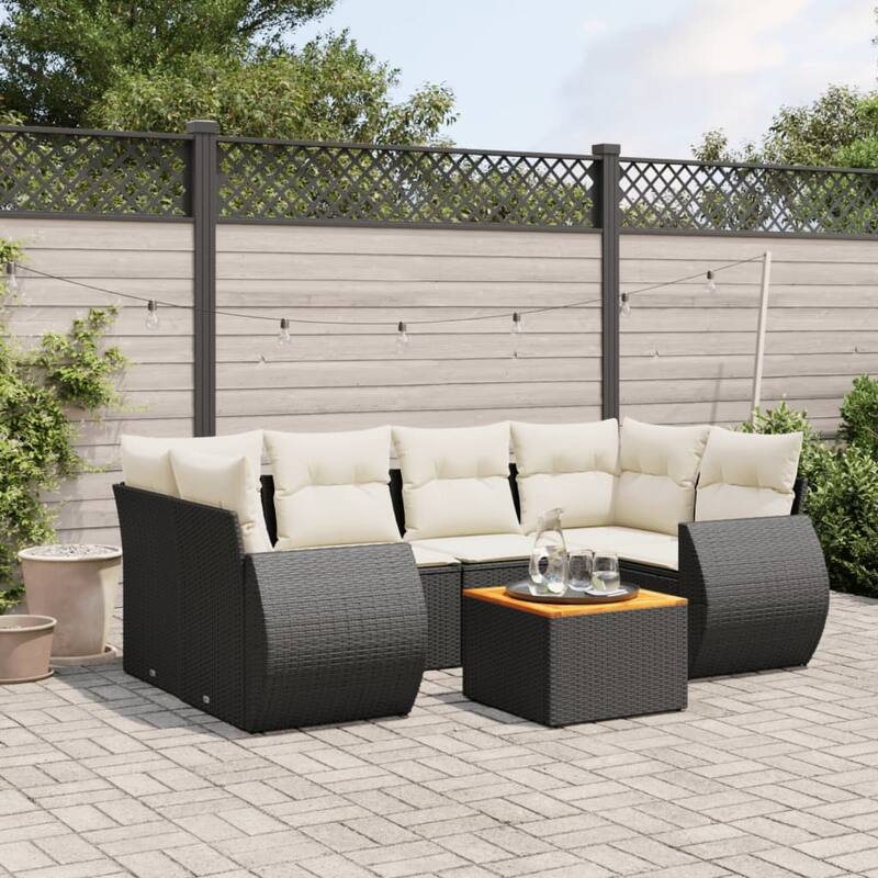 vidaXL Garden Sofa Set Black, Cream White - 33.5 x 92.1 x 52.0