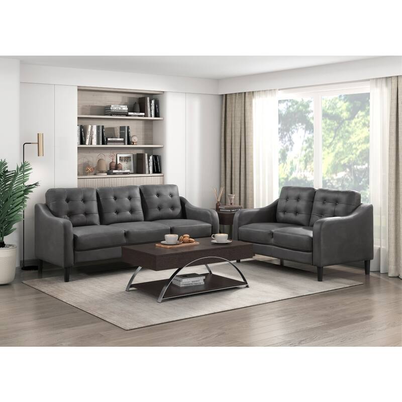 Milford Gray Tufted Microfiber Sofa