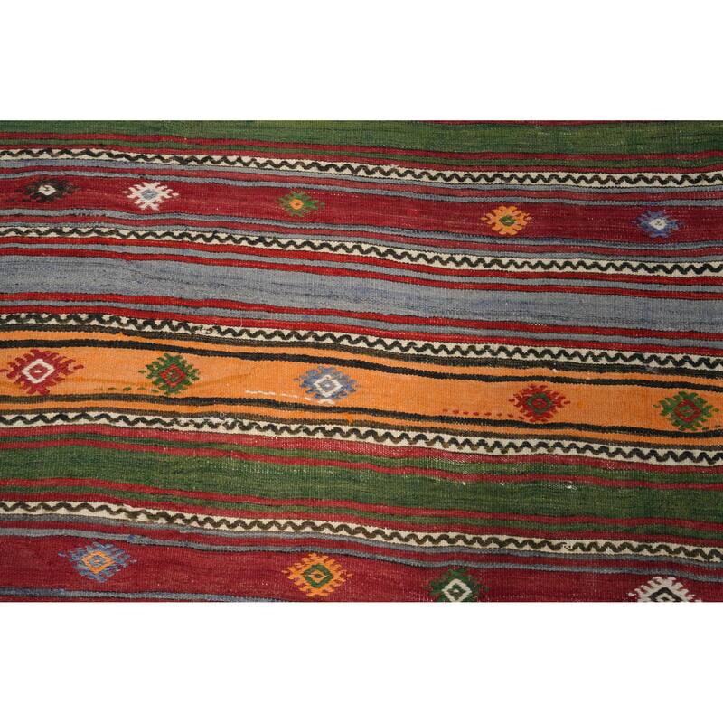Hand Woven Oriental 100% Wool Carpet Southwestern Tribal Multi-Colored Kilim Area Rug - 7' 2'' X 4' 11''