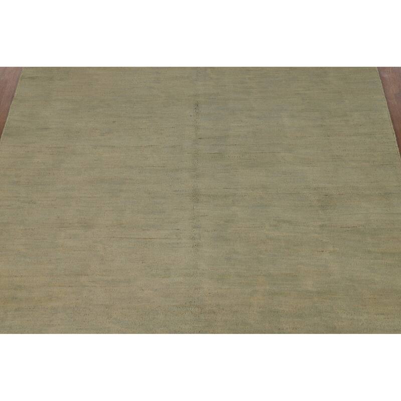 Green Modern Gabbeh Oriental Area Rug Hand-Knotted Wool Carpet - 4'11" x 6'4"