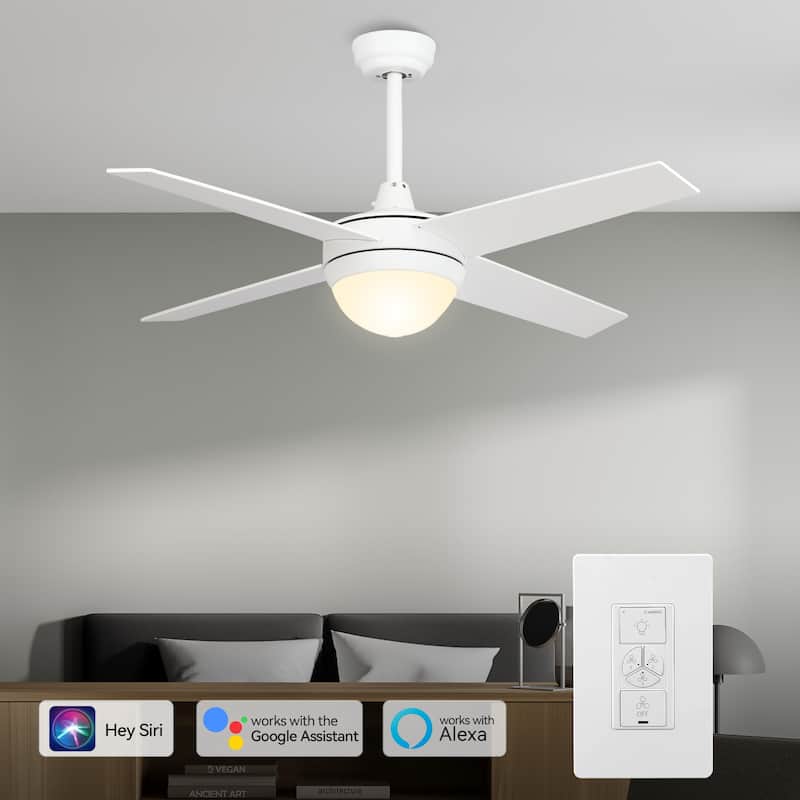 CARRO Norfolk 48" Indoor Smart Ceiling Fan with LED Light and Wall Control - White