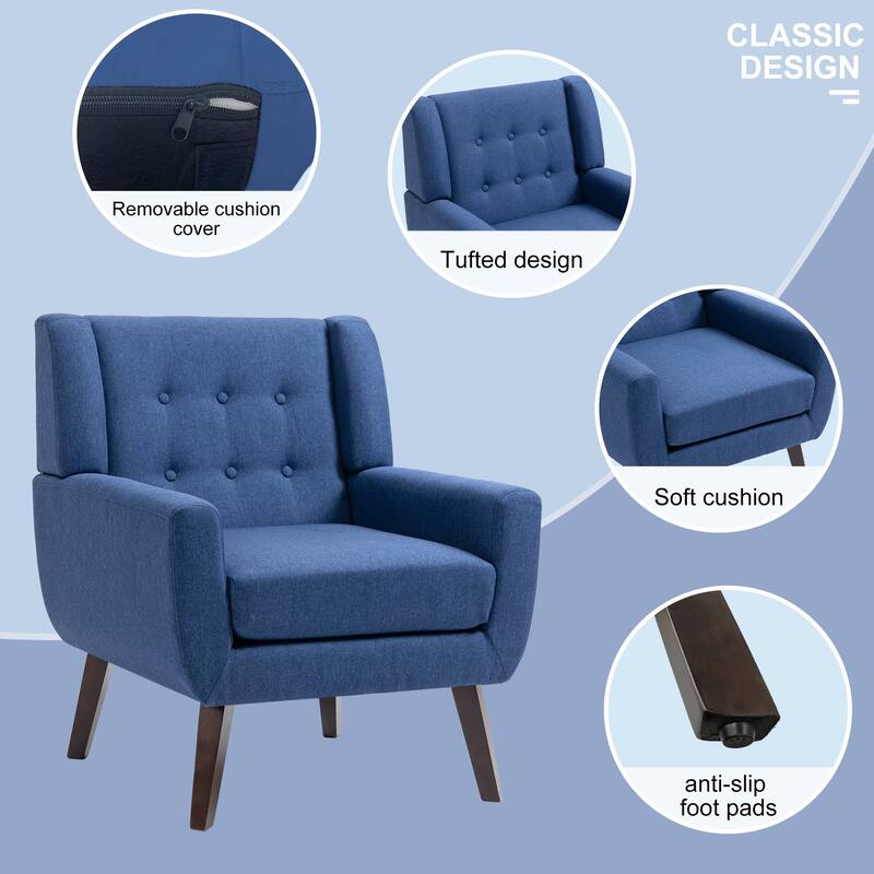 Cotton/ Linen Look Fabric Modern Accent Armchair