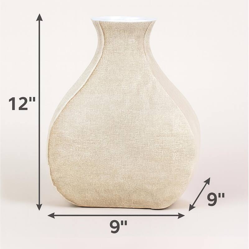 White Textured Polyresin Vase Decorative Table Accent Home Art