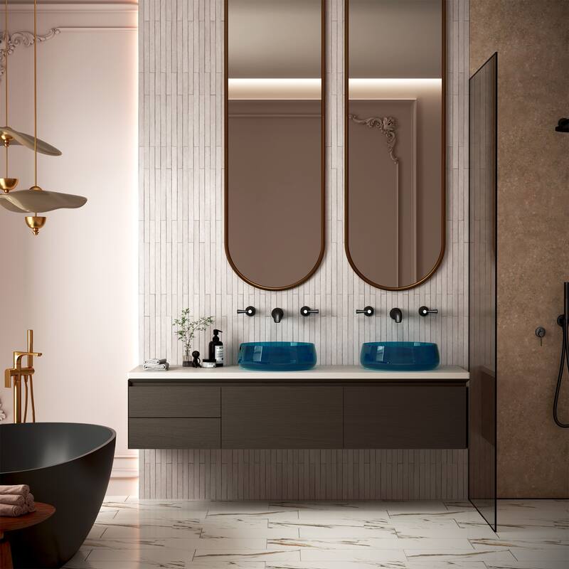 Transparent Resin Vessel Bathroom Sink Included Pop-up Drain and Drain Hose, Modern Above Counter Wash Basin with Center Drain