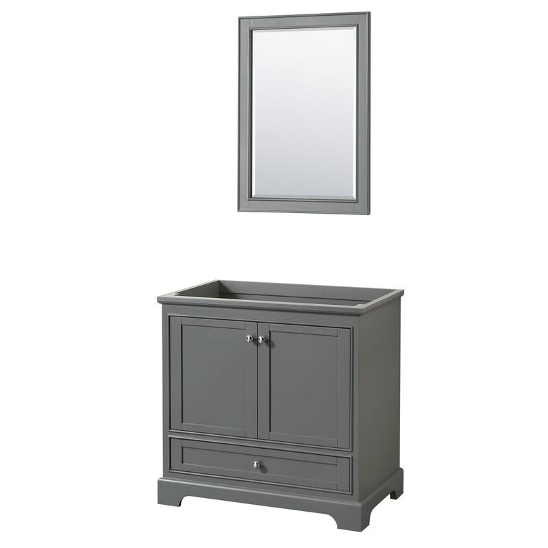 Wyndham Collection Deborah 35-1/4" Free Standing Single Wood Vanity - Dark Gray / Polished Chrome Hardware