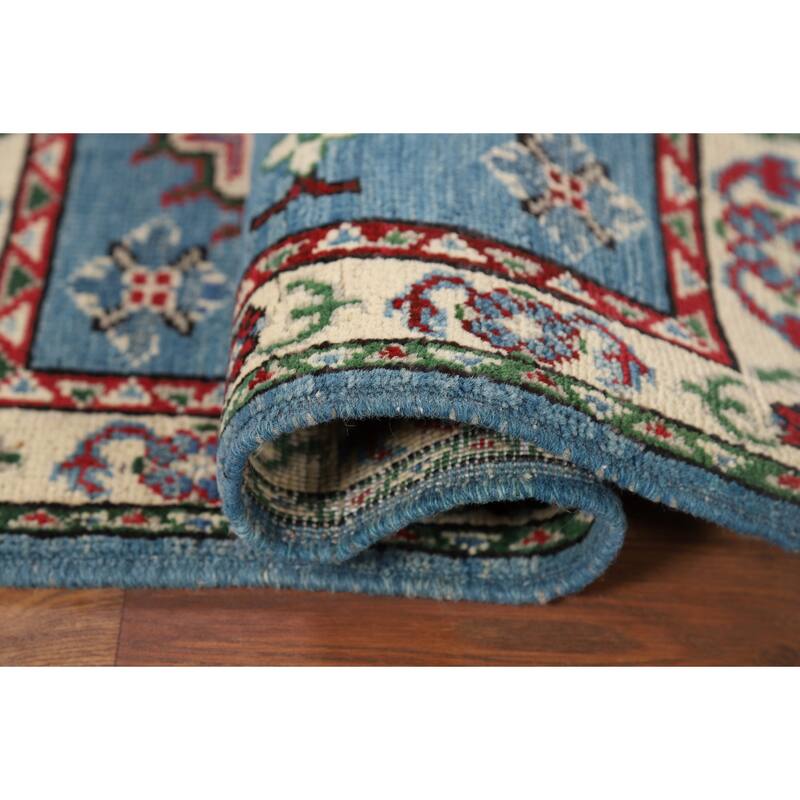 Blue Kazak Oriental Accent Rug Hand-Knotted Traditional Wool Carpet - 2'1" x 3'0"