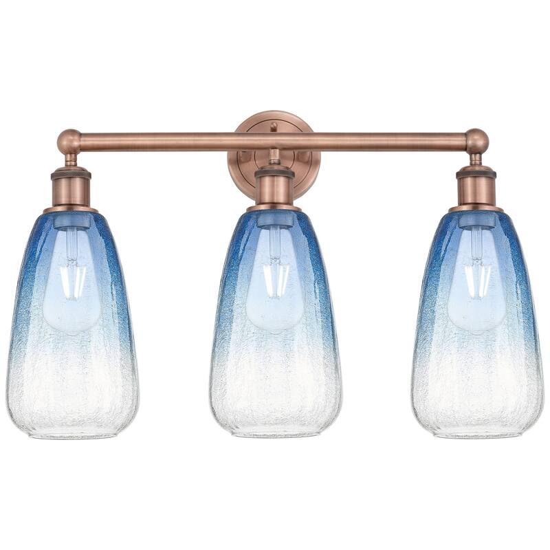 Innovations Lighting Endless Possibilities Edison - Brookhaven Almond - 3 Light 24" Bath Vanity Light - Antique Copper/Sapphire Blue
