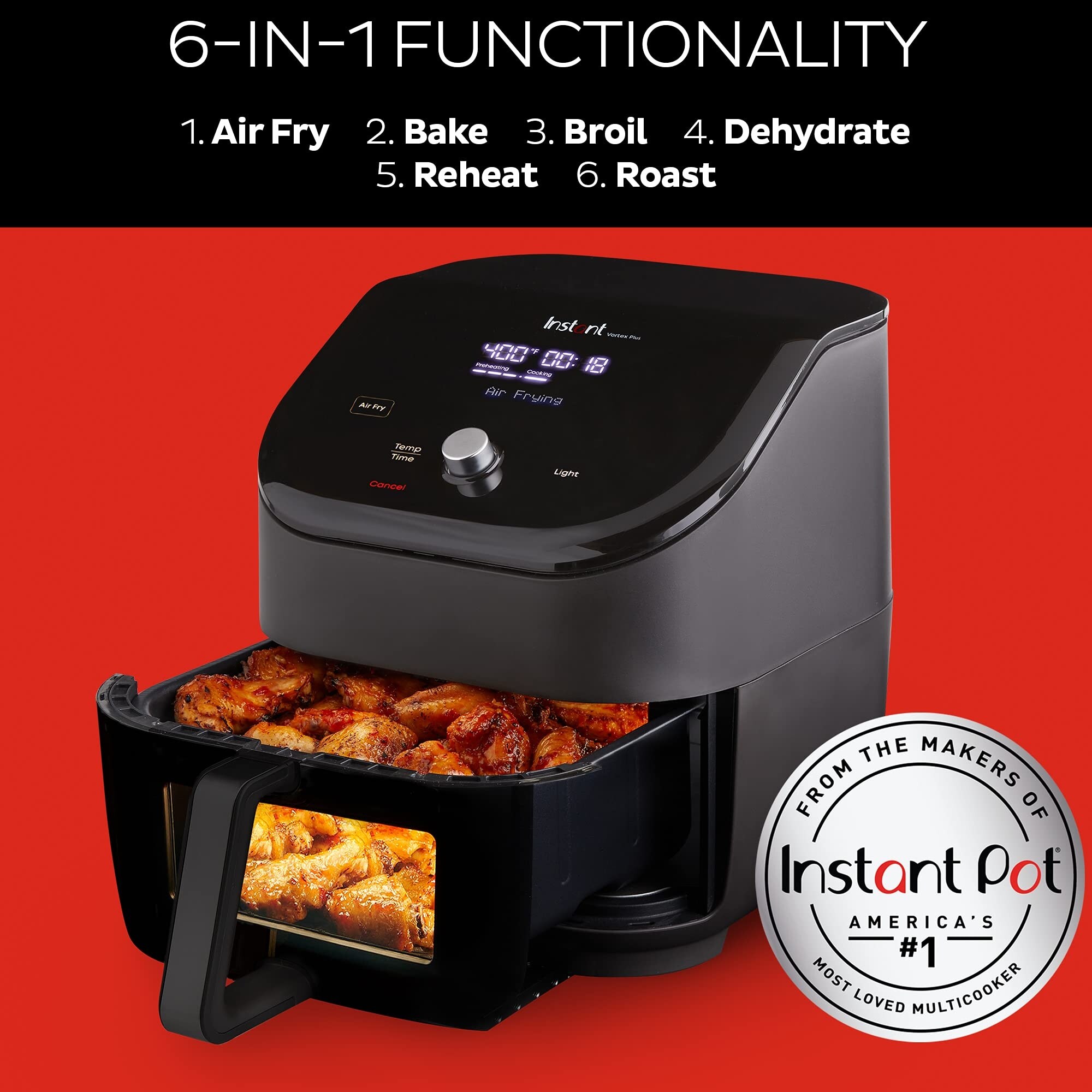 Pot Vortex Plus 6 Quart Air Fryer Oven Quiet Cooking the Makers of Pot with ClearCook Cooking Window Digital Touchscreen On Sale Bed Bath Beyond 39013310