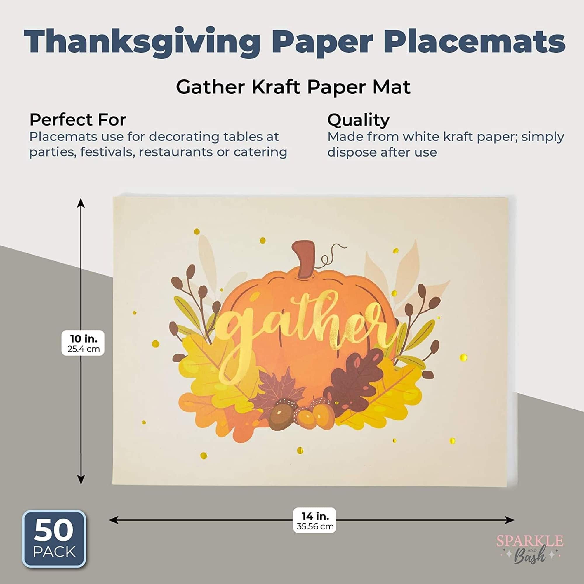 Gather Kraft Paper Placemats Thanksgiving Placemat Set 14 x 10 in 50