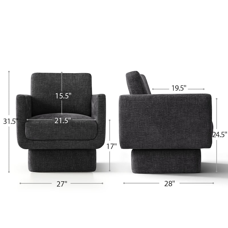 Upholstered Swivel Barrel Accent Chair(Set of 2)