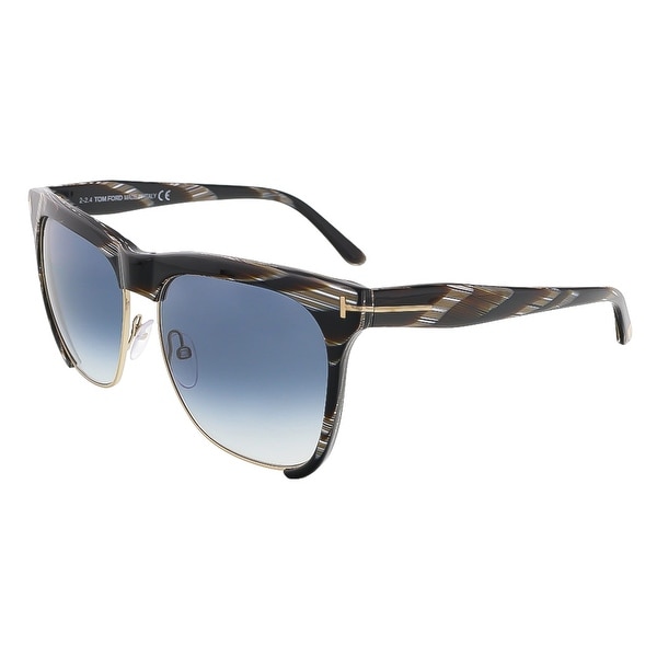 Tom Ford FT0366/S 60B Thea Brown Horn Clubmaster Sunglasses - 57-16-140