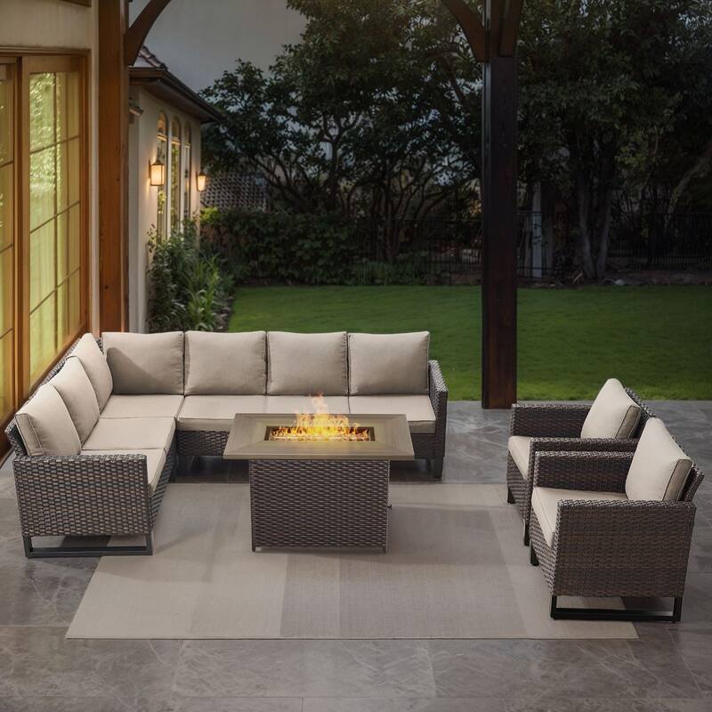 Gymojoy L-Shaped Outdoor Corner Sectional Sofa 6-seats Couch Conversation Set