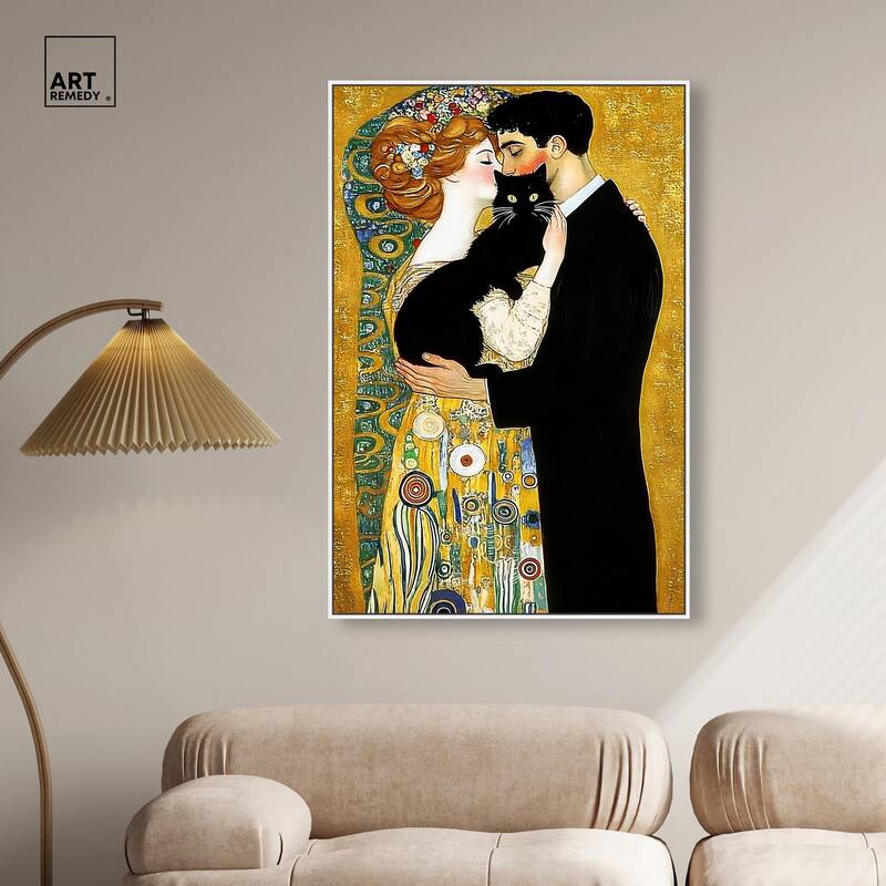 Kiss with Cat Canvas by Art Remedy