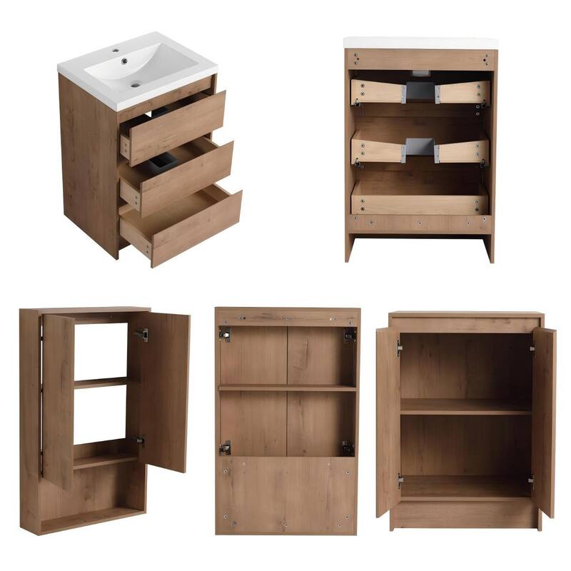 Bathroom Vanity With Sink In 24/72 Inch, Freestanding Bathroom Vanity With Soft Close Drawer and Adjustable Shelf