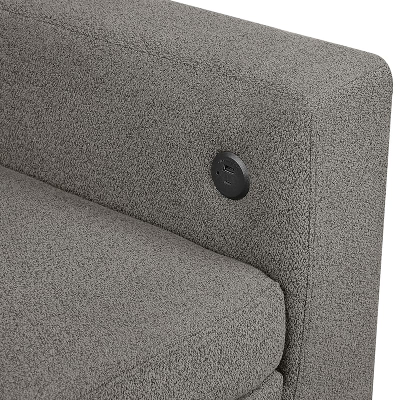 Hazel Boucle Sectional Sofa - Reversible Chaise, Pull-out Bed, Shelves