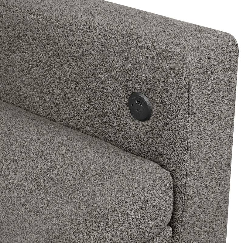 Hazel Boucle Sectional Sofa - Two Chaises, Pull-out Bed, Shelves