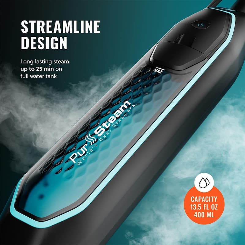 PurSteam ScrubMaster Steam Mop with Dual Scrubbing Head, LED Headlights, Adjustable Steam Control, Anti-Slip Swivel Head