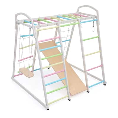 Colorful Multifunctional Steel and Wood Climbing Frame