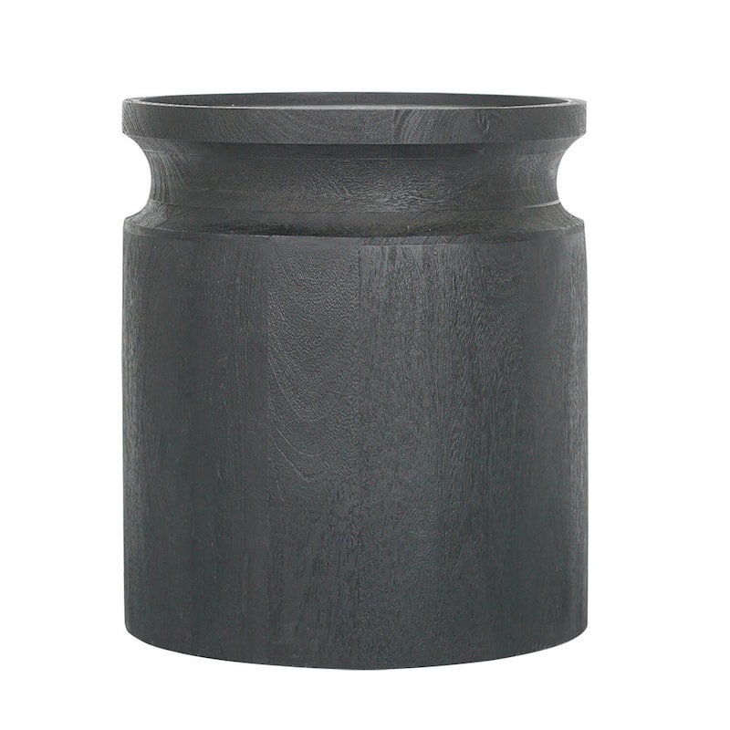 14 in. Gray Round Wood End Table, Sturdy Build End Side Table for Living Rooms