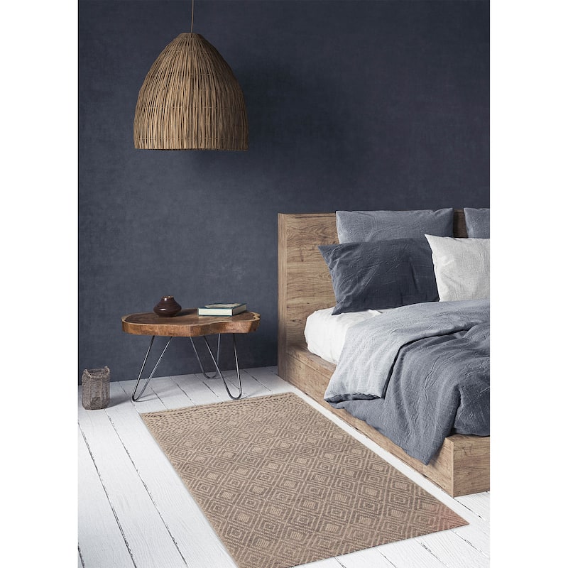 ECARPETGALLERY Braid weave Sienna Taupe Wool Rug - 5'4 x 8'1