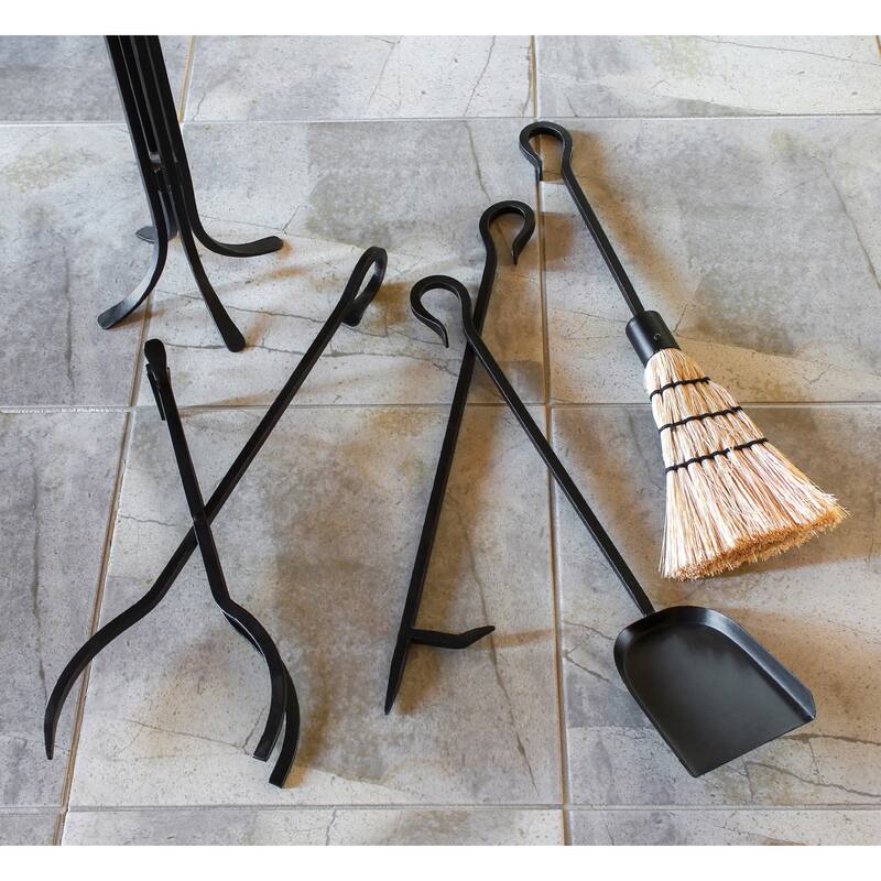 Achla Designs Shepherd's Hook III Mini Fireplace Set of 4 Tools, 26.5 Inch Tall, Black
