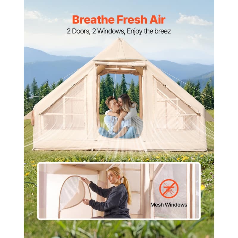 Inflatable Tent for Camping 4-6 Person Glamping Tent with Pump Easy Set up - Multi
