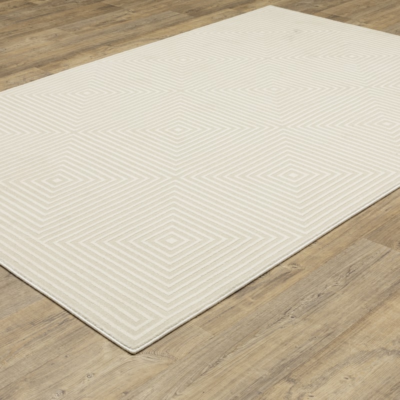 Style Haven Ripley Tone-on-Tone Geometric Ivory Mixed Pile Area Rug