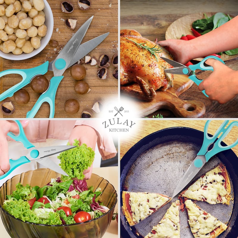 Zulay Kitchen Ultra Sharp Stainless Steel Kitchen Shears With Protective Cover