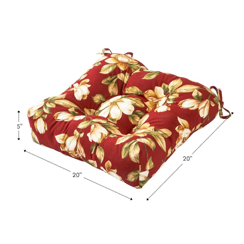 Roma 20-inch Outdoor Floral Chair Cushion (Set of 2)
