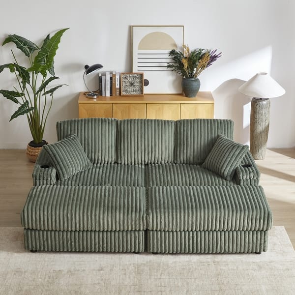 84" Comfy Deep Seat Sectional Sofa with Ottomans