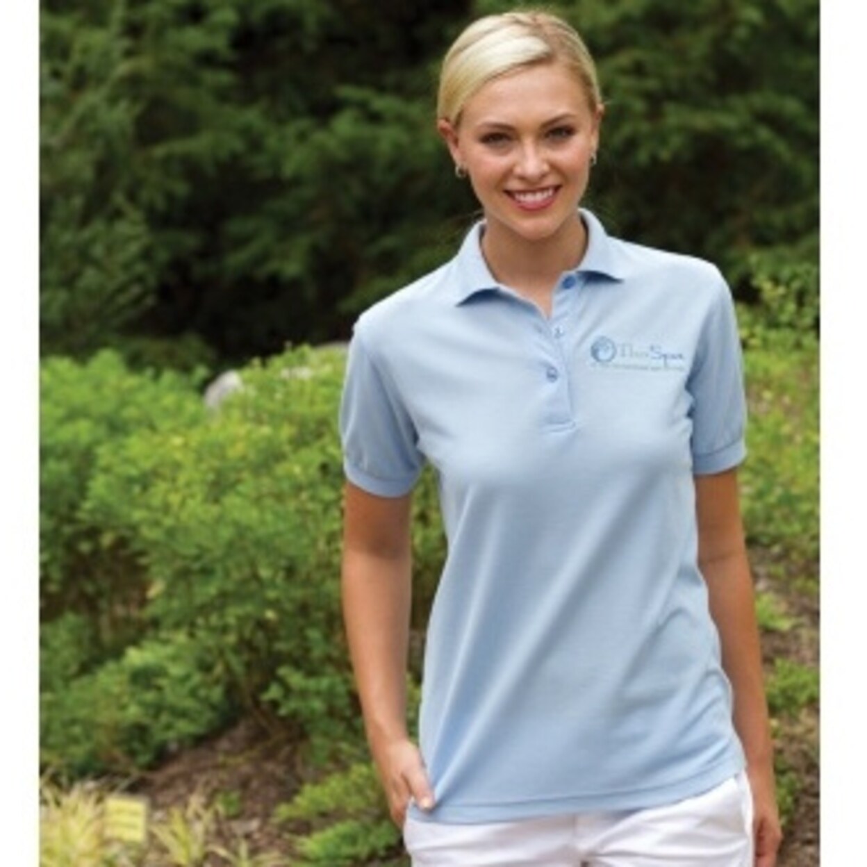 ladies light blue polo shirts