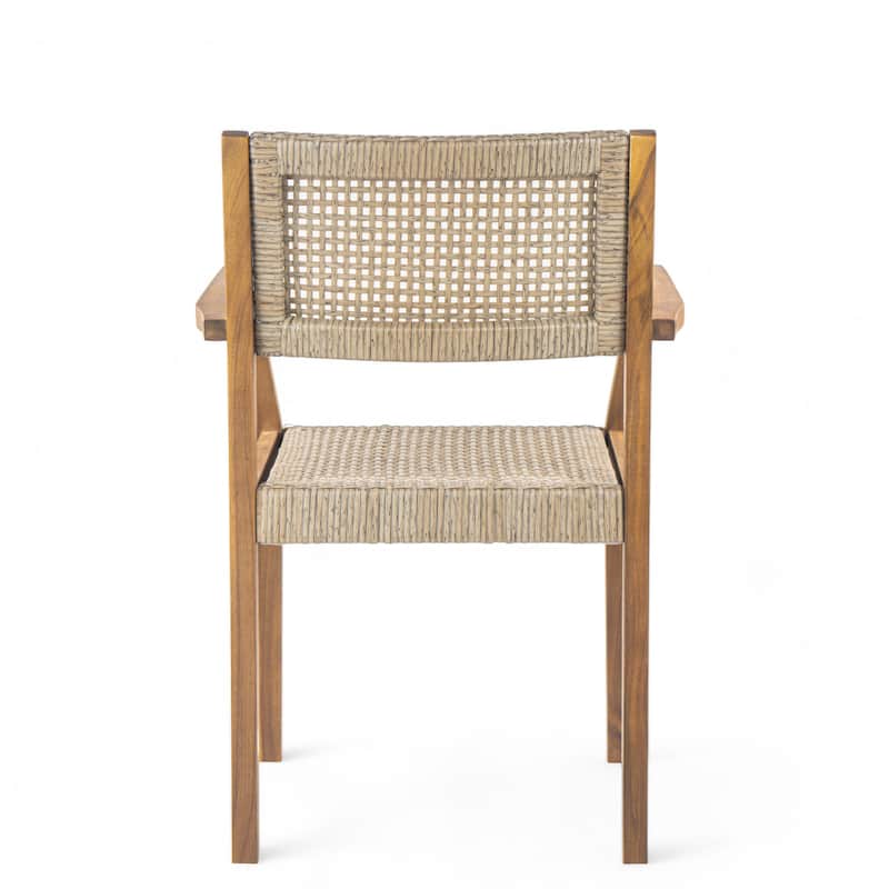 Christopher Knight Home - Coastline Outdoor Acacia Wood 5-Piece Dining Set with Wicker Chairs