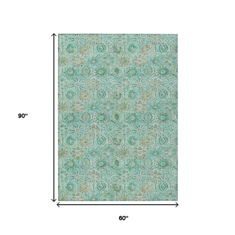 HomeRoots Floral Transitional Rectangle Outdoor Rug