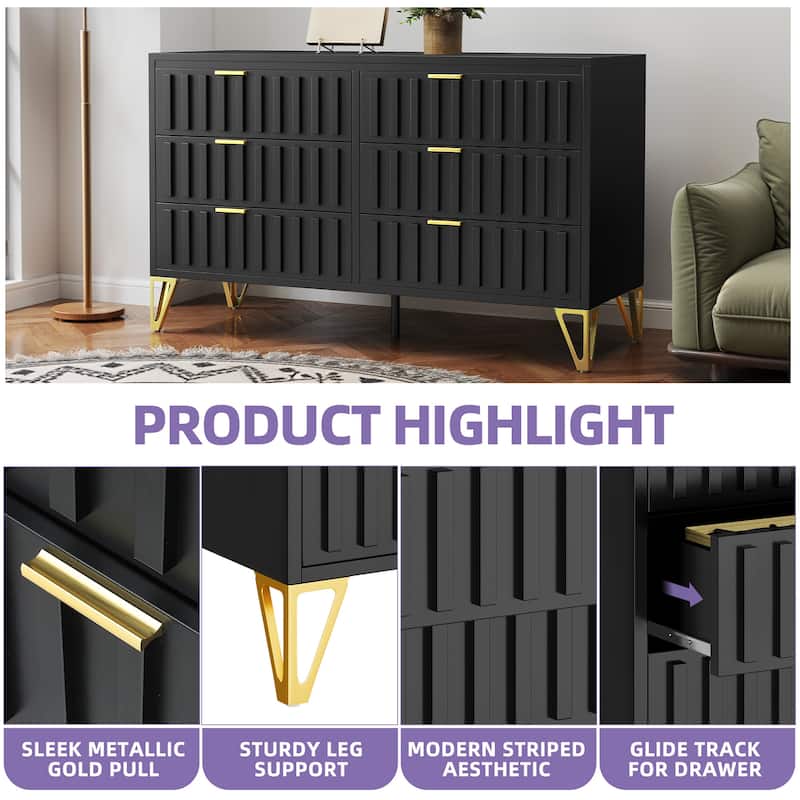 6 Drawer Metal Storage Cabinet for Living Room, Entryway, Hallway